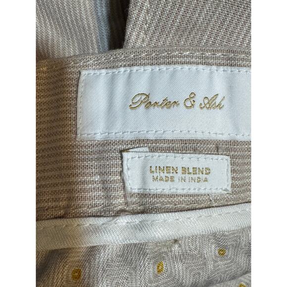 Porter & Ash Men’s Linen Blend Drawstring Shorts Size Large Tan White Stripe NWT - Picture 8 of 12